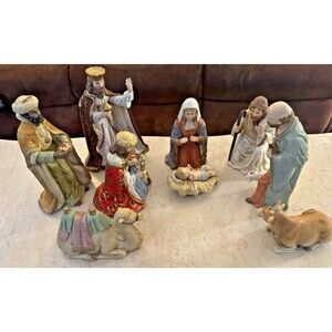 1985 Lefton Nativity Bethlehem Collection 9 Pieces Spirit of Bethlehem 05374